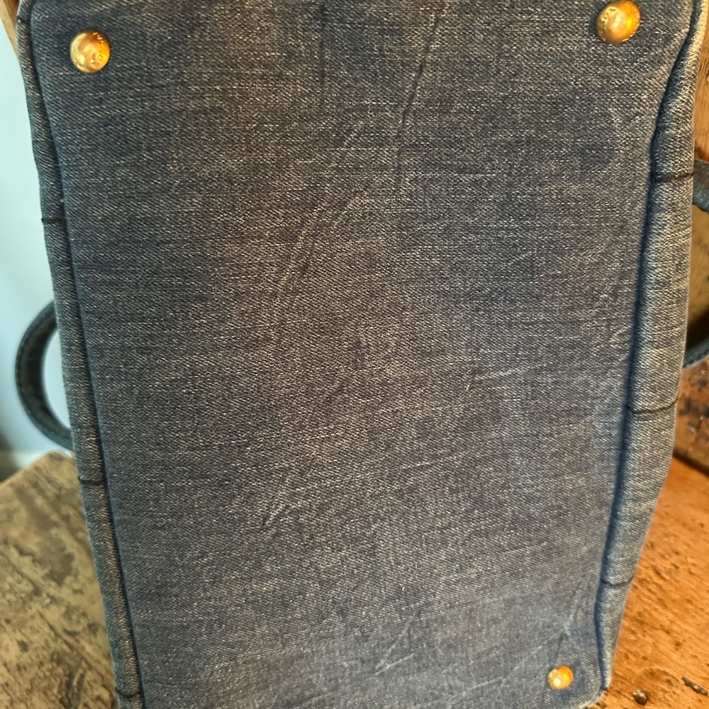Prada Canapa Denim Tote Bag in Dark Blue with Logo - Picture 4 of 14